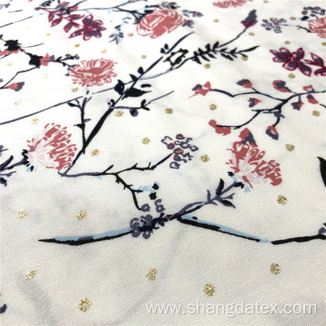 Branch Flower Spun Rayon Printed With Golden Foil